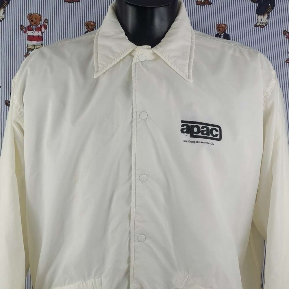 Vintage APAC full snap lined white & black XL coaches windbreaker nylon jacket